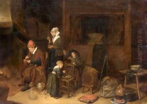 Family Scene By The Hearthside by Quiringh Gerritsz. van Brekelenkam