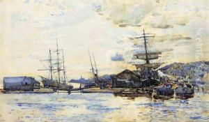 Sailing Vessels In Harbour by Robert McGowan Coventry