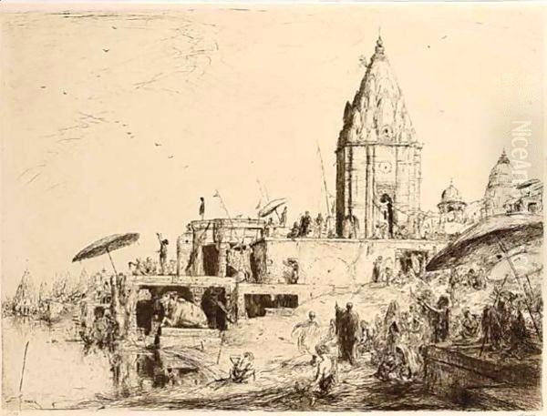 Hindoos Bathing At Benares - view 1