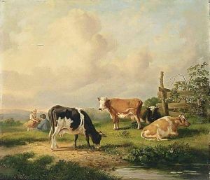 Cows In A Landscape by Hendrikus van den Sande Bakhuyzen