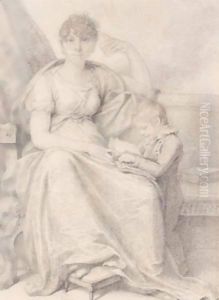 Portrait Of Mrs Woodforde And Her Son by Richard Cosway