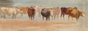 Cattle In A Stream by David Cox
