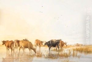 Cattle Watering 3 by Thomas Sidney Cooper