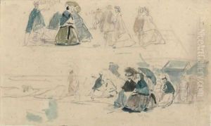 Personnages Sur La Plage by Eugene Boudin
