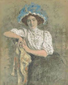 Jeune Fille Assise Au Chapeau Bleu by Georges Lemmen