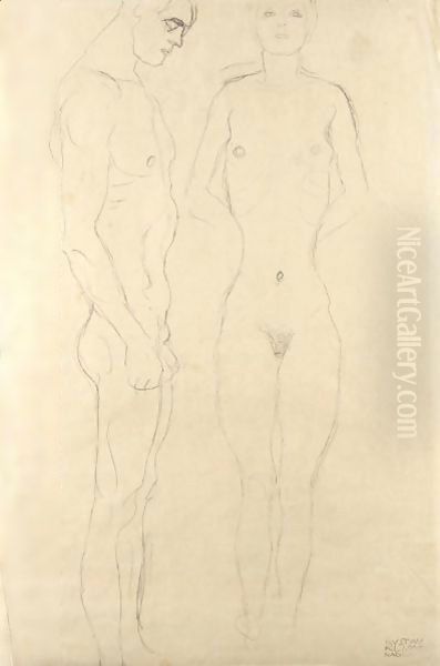 Athlet Im Profil Nach Rechts, Frauenakt Von Vorne (Athlete In Profile Facing Right, Female Nude Seen From The Front) - view 1