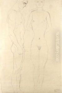 Athlet Im Profil Nach Rechts, Frauenakt Von Vorne (Athlete In Profile Facing Right, Female Nude Seen From The Front)