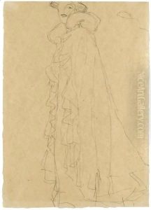 Stehend Nach Links, Skizze Des Kragens Von Hinten (Standing Turned To The Left, Sketch Of The Collar From Reverse)