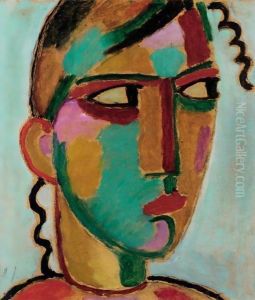 Mystischer Kopf Madchenkopf (Mystical Head Head Of A Girl) by Alexei Jawlensky