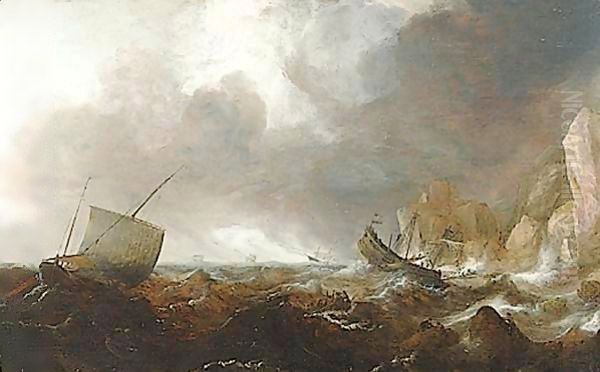 Fishing Boats In A Stormy Sea - view 1