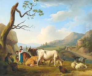 A Peasant Family With Cattle