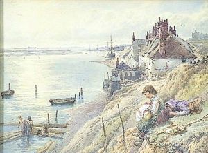 Cliffs Near Shoreham by Myles Birket Foster