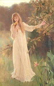 A Young Woman In White by Albert Lynch