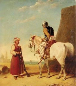 Two Mamluk Soldiers Outside A Walled Town