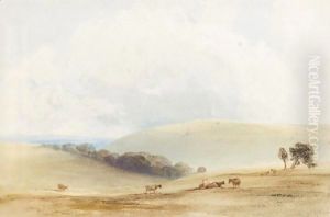 Cattle Grazing On The South Downs by Anthony Vandyke Copley Fielding