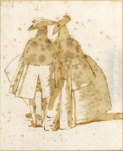 Two Cloaked Figures Seen From The Rear Two Cloaked Figures Seen From The Rear