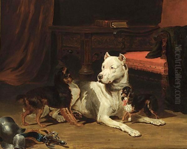 Three Dogs In An Interior - view 1