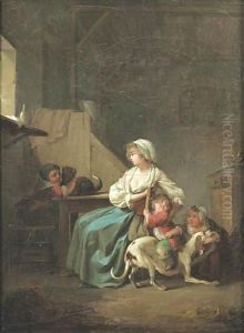 Une Mere Et Ses Enfants Dans Sa Cuisine Louis-Leopold Boilly Mother And Her Children In A Kitchen by Louis Leopold Boilly
