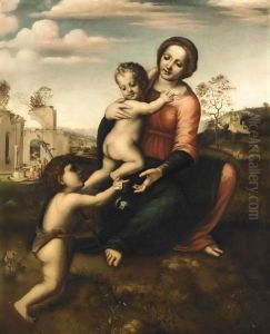 The Madonna And Child With The Infant Saint John The Baptist (The 'Madonna Del Pozzo') by Francesco Franciabigio