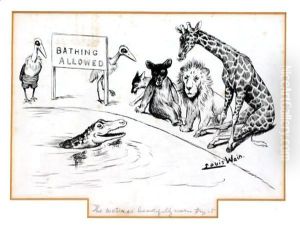 Bathing Allowed by Louis Wain