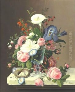 Early Summer Flowers In A Celery Glass by Severin Roesen