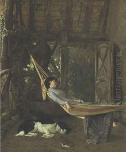 Lilly Millet In A Hammock In The Studio, Bridgewater, Massachusetts by Francis Davis Millet