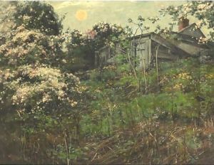 Apple Blossoms And Pink Moon by Childe Hassam