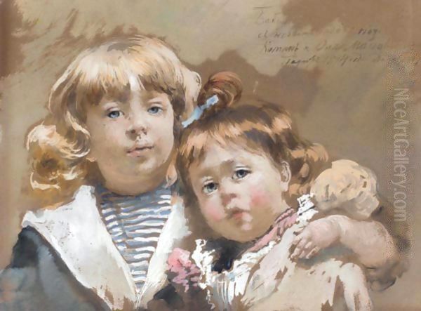 Portrait Of The Artist's Children, Konstantin And Olga - view 1