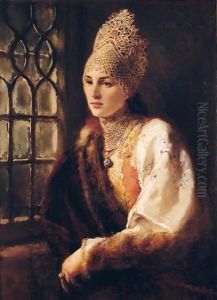 Russian Beauty by Konstantin Egorovich Egorovich Makovsky