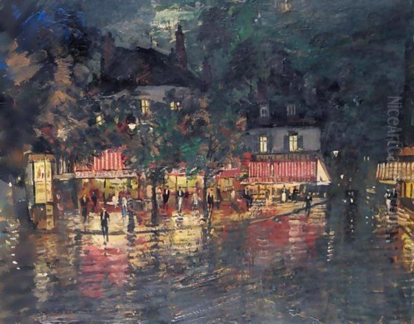 Parisian Street At Night - view 1