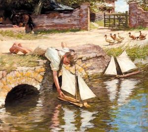 The Farm Pond by Henry Herbert La Thangue