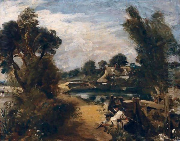 Boys Fishing On The River Stour - view 1