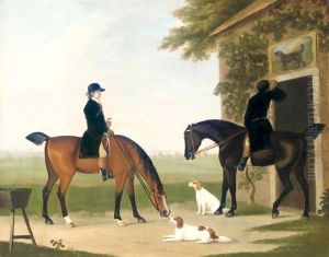 Two Huntsmen With Their Horses And Hounds Taking Refreshment Outside An Inn by John Nost Sartorius