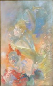 Danseuse Au Masque Et Au Tambourin by Jules Cheret