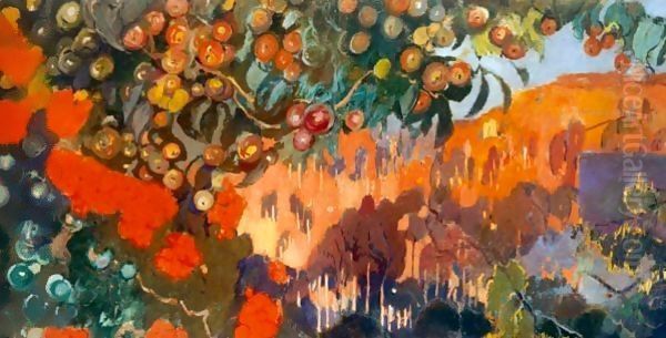 Paisaje Enmarcado Por Grandes Arboles. Al Fondo, Una Montana (Landscape With Trees And Mountains In The Background) - view 1