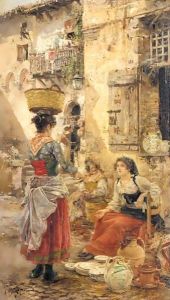 La Vendedora De Loza (The Pottery Seller) by Vicente March y Marco