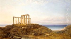 Evening In Greece, Cape Colonna by George Edwards Hering