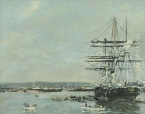 Le Havre, La Corvette Russe A L'Ancre by Eugene Boudin