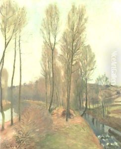 L'Orvanne Et Le Canal Du Loing En Hiver by Alfred Sisley