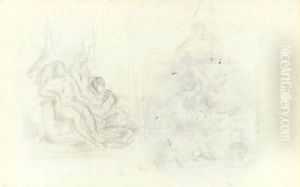 Branches And Etudes De Bathsheba Et L'Eternelle Feminine by Paul Cezanne