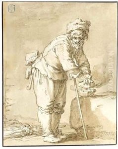 A Personification Of Winter A Man Warming His Hands At A Stove by Abraham Bloemaert