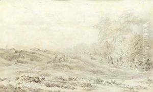 A Dune Landscape With Figures And Animals