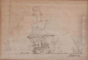 A Man-O-War With Other Ships And Rowing Boats, On A Calm Sea