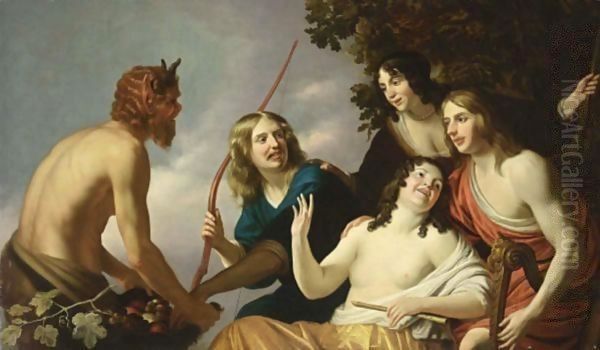 Pan Presenting Grapes To A Party Of Young Men And Women - view 1