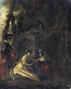 An Elegant Company In Landscape by Jean-Antoine Watteau