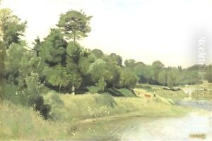 Paysage Au Bord De La Riviere by Jean-Baptiste-Camille Corot