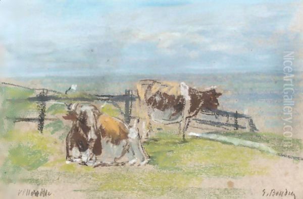 Vaches Sur La Falaise A Villerville - view 1