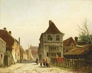 Conversing Women In The Streets Of A Dutch Town by Adrianus Eversen