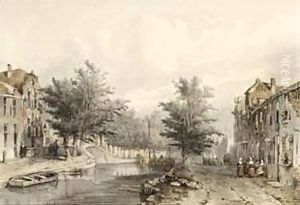 A View Of A Canal In Amersfoort by Jan Weissenbruch
