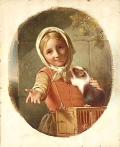 Portrait Of A Girl With A Guinea Pig by Jan Adam Janszoon Kruseman